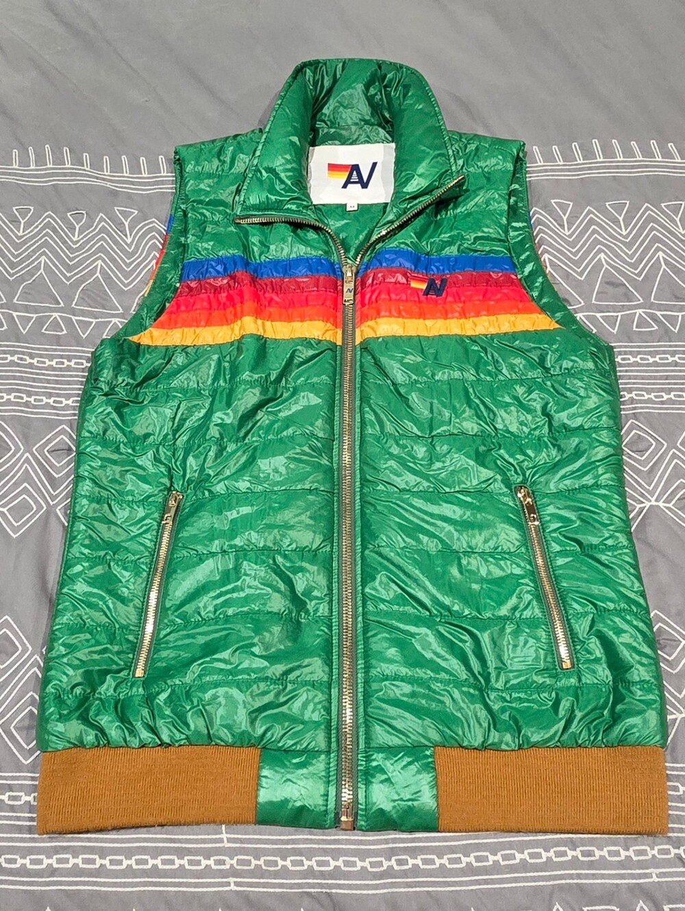 Aviator Nation Women's 5 Stripe Vest In Glossy Amazon Size Medium